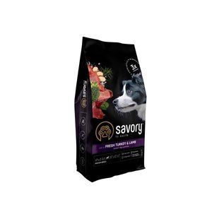Сухой корм Savory 12 кг для собак средних пород со свежим мясом индейки и ягненка 30273 фото