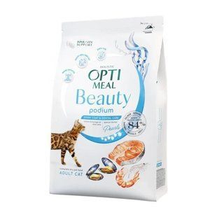 Сухой корм Optimeal Beauty Podium для кошек, уход за шерстью и зубами, на основе морепродуктов, 4 кг B1842201 фото