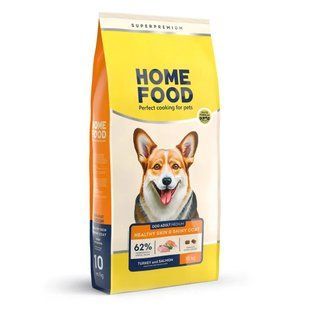 Сухой корм для взрослых собак индейка и лосось Home Food dog Adult Medium здоровая кожа и блеск шерсти 10 кг 4820235020392 фото