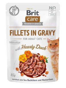 Вологий корм Brit Care Cat pouch 85г для дорослих кішок філе качки в соусі 100529/0518 фото