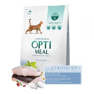 Сухий корм Optimeal для дорослих котів, з тріскою, 4 кг B1841301 фото