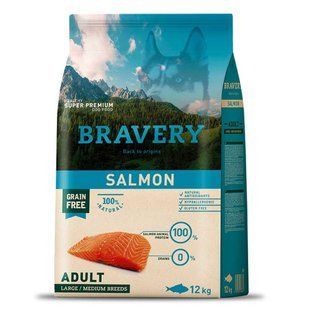 Bravery Salmon Large/Medium Adult,сухий корм для дор.собак cередніх та великих порід,з лососем 12 кг 6640BRSALMADULL_12KG фото