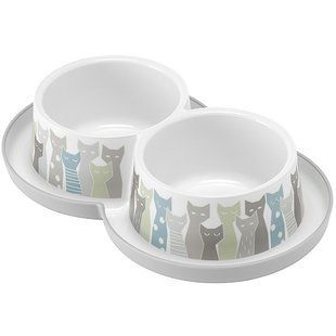Moderna Double Trendy Dinner Maasai подвійна миска для котів, дизайн Масаї, 2х350 мл H136027BE фото