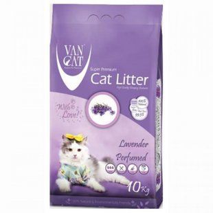 Бентонітовий наповнювач Van Cat Lavender 10 кг для туалету котів з ароматом лаванди 55449 фото