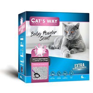 Бентонитовый наполнитель Cat's Way аромат детской присыпки + розовые гранулы, 6л коробка 6лРожев_BOX фото