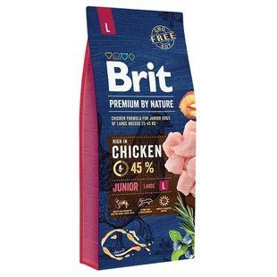Сухой корм Brit Premium Junior L&nbsp;15 кг для щенков и молодых собак крупных пород с курицей 170824/6437 фото