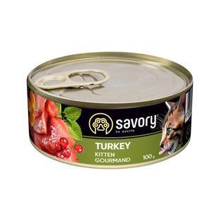 Вологий корм Savory для кошенят, з індичкою, 100 г 30679 фото