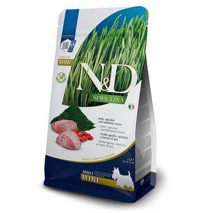 Фармина сухой корм N&D SPIRULINA LAMB ADULT MINI с ягненком, спирулиной и ягодами годжи, 2 кг, 41067 177875 фото