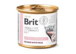 Вологий корм Brit GF VetDiet Hypoallergenic для котів, з харчовою алергією та непереносимістю, з лососем, 200 г 100709 фото