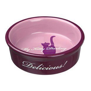 Миска керамическая Trixie My Kitty Darling 200 мл / 12 см фиолетовая, коричневая, белая 24654 фото