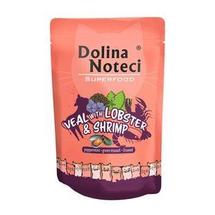 Пауч Dolina Noteci Superfood для кішок із телятиною, лобстером і креветкою, 85 г DN85(739) фото