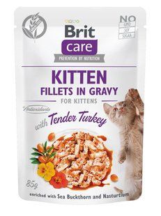 Вологий корм Brit Care Cat pouch 85г для кошенят ніжна індичка філе в соусі 101052 фото