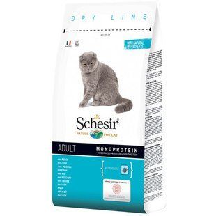 Schesir Cat Adult Fish 10 кг сухой монопротеиновый корм для котов и кошек всех пород, с рыбой ШКВР10 фото
