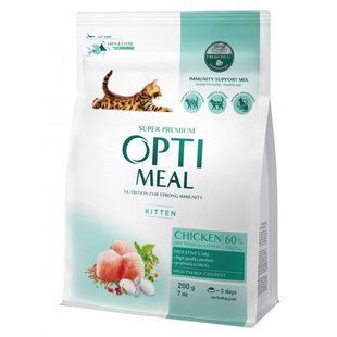 Сухий корм Optimeal для кошенят, з куркою, 200+200 г B1863001 фото