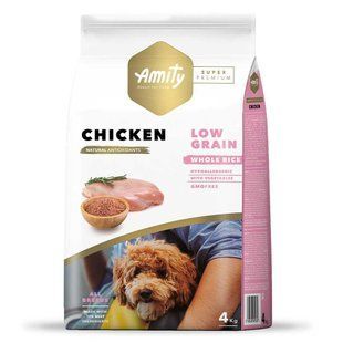 Сухий корм Amity Super Premium Chicken 4 кг для дорослих собак усіх порід, низкозерновий, з куркою 535CHICK4KG фото