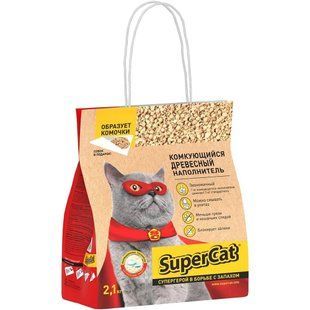 Наповнювач SUPER CAT деревний для котячих туалетів комкуючий 2,1кг 138564 фото