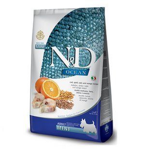 Фарміна сухий корм N&D Low Grain Ocean ADULT MINI з тріскою та апельсином 2,5 кг 160733 фото