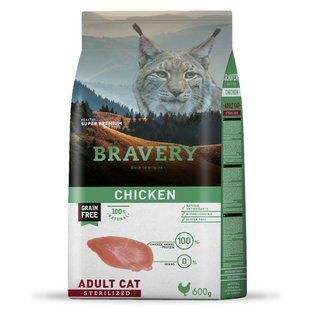 BRAVERY Chicken Adult Cat Sterilized, корм для для дорслих котів стерилізованих , з куркою 600 гр 7685BRCHICSTER_600GR фото