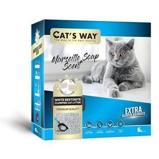Бентонитовый наполнитель Cat's Way марсельское мыло + бирюзовые гранулы, 6л коробка 6лЖовтий_BOX фото