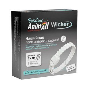 Нашийник AnimAll VetLine Wicker для котів та собак, протипаразитарний, біла перлина, 35 см 167553 фото