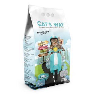 Бентонитовый наполнитель Cat's Way марсельское мыло + бирюзовые гранулы, 10л CTSWY-004-2 фото
