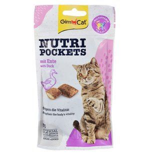 Витаминные принадлежности GimCat Nutri Pockets для кошек, утка и мультивитамин, 60 г G-419220/419312 фото