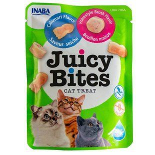 Лакомство INABA "Juicy Bites" для кошек, сочные снеки со вкусом домашнего бульона и кальмаров 1ст /11,3 гр EU705А-1 фото