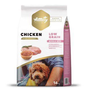 Сухий корм Amity Super Premium Chicken 14 кг для дорослих собак усіх порід, низькозерновий, з куркою 542CHICK14KG фото