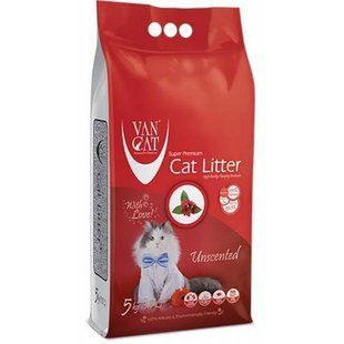 Бентонітовий наповнювач Van Cat Natural 5 кг для туалету котів без запаху 55445 фото