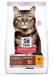 Hill's Science Plan Feline Mature Adult 7+ Hairball Indoor Chicken 1,5 кг сухой корм для кошек с курицей 604490 фото