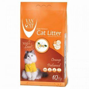 Бентонітовий наповнювач Van Cat Orange 10 кг для туалету котів з ароматом апельсину 55447 фото