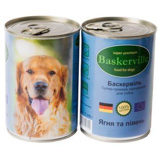 Baskerville консерви для собак з ягнятком та півнем 0,8 кг х 6 шт 21530/П фото