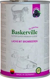 Вологий корм Baskerville Super Premium Lachs Mit Brombeeren для кошенят, лосось з ожиною, 400 г х 6 шт 21519/П фото