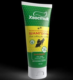 Хвостик ТМ шампунь протипаразитарний для котів та собак (діазинон, з ароматом скошеної трави), 100 мл 174397 фото