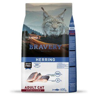 BRAVERY Herring Adult Cat Sterilized,сухий корм для для дорслих котів стерилізованих, з оселедцем 600 гр 0722BRHERRSTER600GR фото