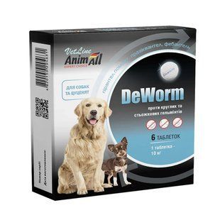 Антигельмінтний препарат AnimAll VetLine DeWorm для собак і цуценят 6 таб 112943 фото