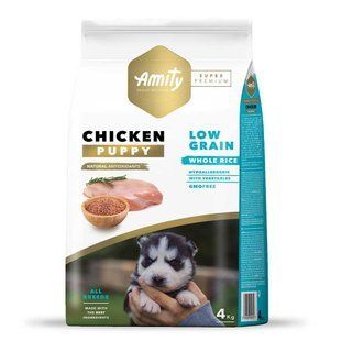 Сухий корм Amity Super Premium Puppy 4 кг для цуценят усіх порід, низькозерновий, з куркою 610PUP4KG фото