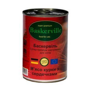 Вологий корм Baskerville для котів, м'ясо курки з сердечками, 400 г х 6 шт 21533/П фото