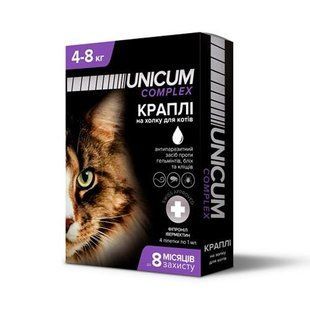 Краплі Unicum Complex Premium від гельмінтів, бліх і кліщів для котів, 4-8 кг UN-030 фото