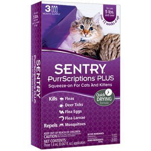 Sentry PurrScriptions Plus краплі від бліх і кліщів для котів вагою від 2,2 кг, 1,4 мл 21117 фото