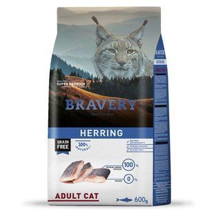 BRAVERY Herring Adult Cat, сухий корм для дорослих котів, з оселедцем 600 гр 0685BRHERR_600GR фото
