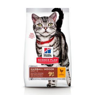Hill's Science Plan Feline Adult Hairball Indoor Chicken 1,5 кг сухой корм для домашних кошек, курица 604139 фото
