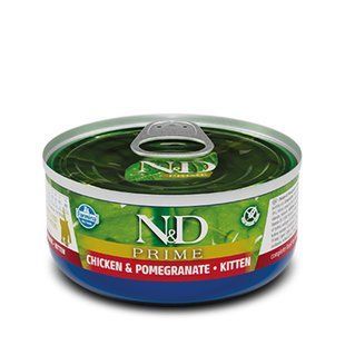 Вологий корм Farmina N&D Grain Free Prime Chicken Kitten для кошенят, беззерновий, з куркою та гранатом, 70 г 160598 фото