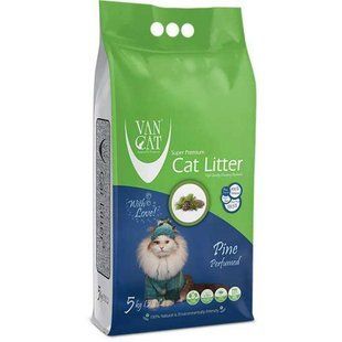 Бентонитовый наполнитель Van Cat Pine 5 кг для кошачьего туалета с ароматом сосны 114476 фото
