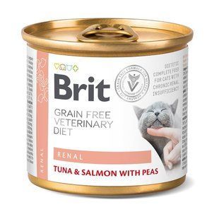 Вологий корм Brit GF VetDiet Renal для котів, при хронічній нирковій недостатності, з тунцем, лососем з горохом, 200 г 100714/9870 фото