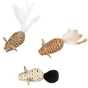 Flamingo MICE SEAWEED NATURE мишка іграшка для котів, мотузкова плетена 2,5 х5 см, 3 од. 511653 фото