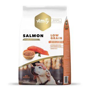 Сухий корм Amity Super Premium Salmon 4 кг для дорослих собак усіх порід, низькозерновий, з лососем 597SALMON4KG фото