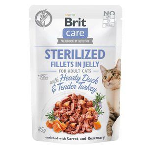 Влажный корм Brit Care Cat Pouch для кастрированных кошек, в желе, утка и индейка, 85 г 100532/0549 фото