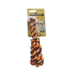 Игрушка для маленьких собак Croci плетеная кость из каната, оранжевая, 19см C6098736 фото