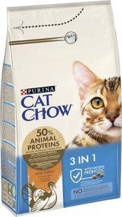 Сухой корм Cat Chow Feline 3 в 1 с индейкой 1,5 кг для взрослых кошек 12347617 фото